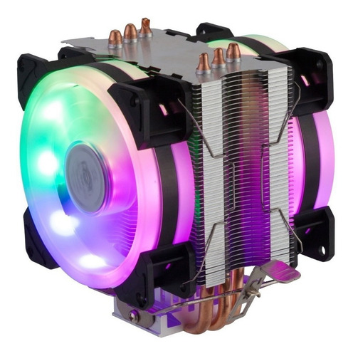 Imagem 1 de 9 de Cooler Duplo Rgb Cpu Fan Pc Intel Amd 775 1151 1155 Am3 Am4