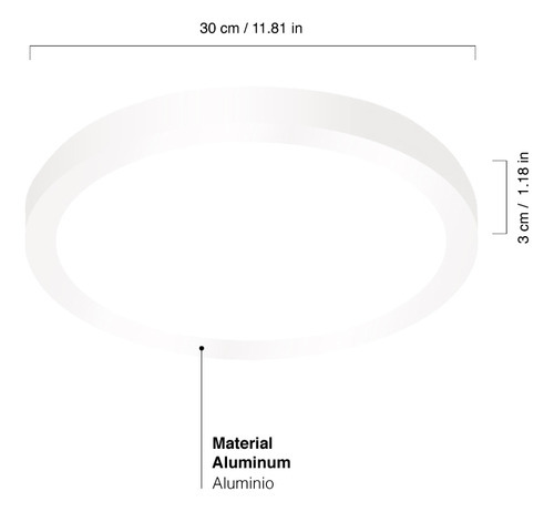 Panel Plafon Led Aplicar Redondo 24w Blanco Calido Ø30cm Demasled