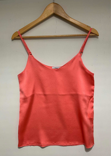 Musculosa Blusa Top De Satén Rosa Coral