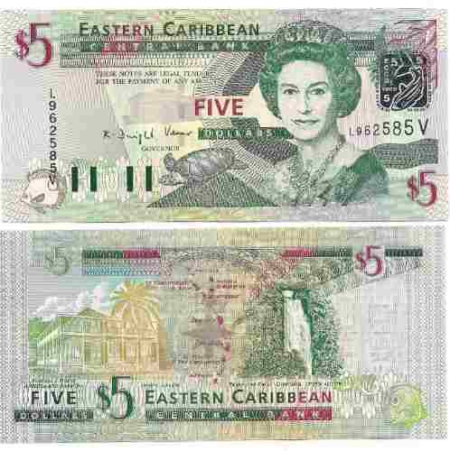 Billete San Vicente Caribe  Del Este 5 Dolares Sin Circular