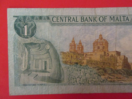 Antiguo Billete Banco De Malta 1 Lira Año 1967 Escaso 