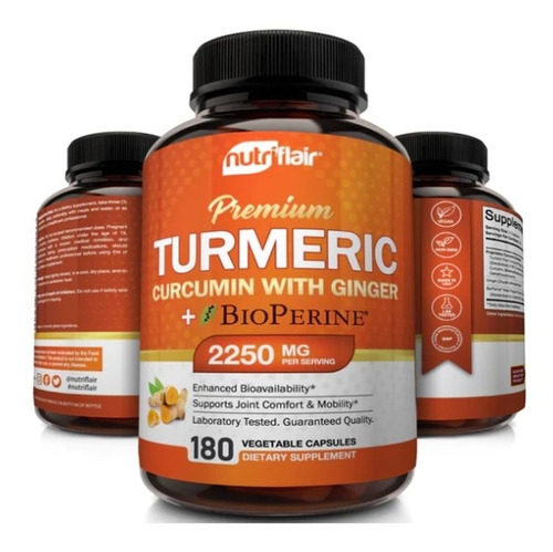 Curcumina De Curcuma 2500mg Con Bioperina Nutriflair 180 Cap