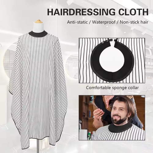 Baberos Barber White Con Cuello De Silicona A Rayas