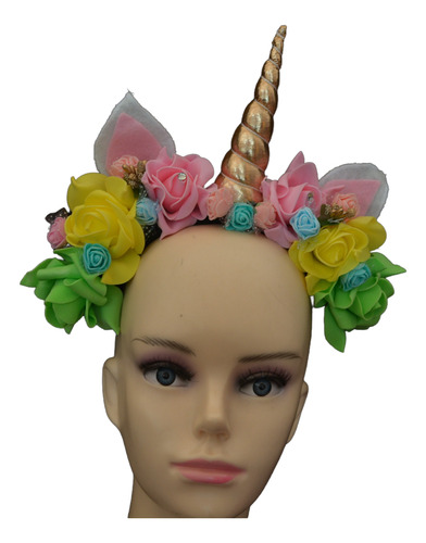 Diadema Unicornio Con Flores De Colores Festival Primavera