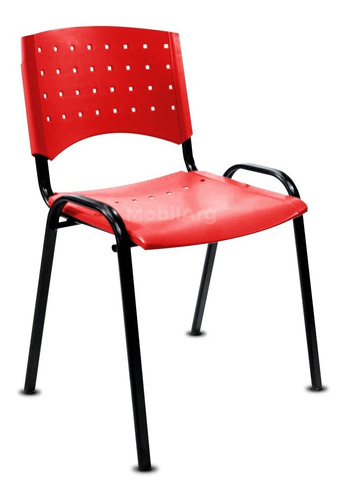 Silla Apilable Plástica Fija De Oficina Sala De Espera Iglesias Consultorios Acero Y Plastico Reforzado Color Rojo