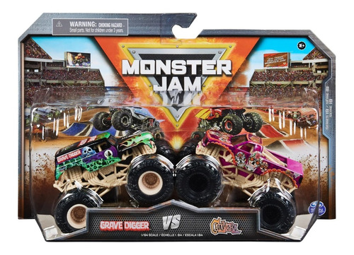 Doble Monster Jam - Grave Digger Vs Calavera - 1:64 - E.full