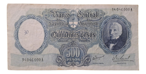 Bottero N 2122. Billete 500 Pesos Moneda Nacional. (escrito)