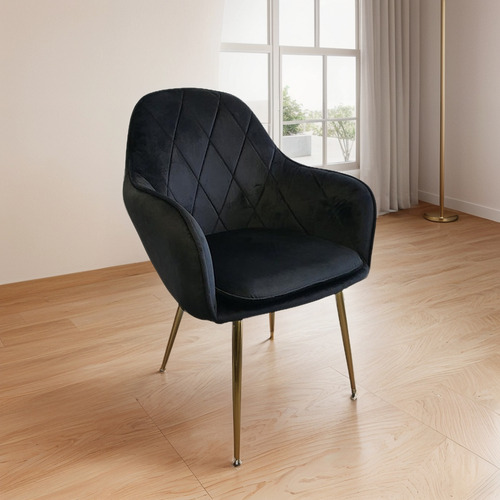 Sitial/silla/terciopelo Patas Doradas Respaldo Y Apoyabrazos Estructura de la silla Negro