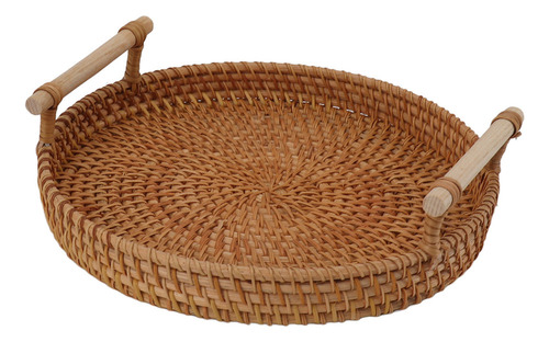 Navidad Bandeja De Ratán Para Frutas Con Asas De Madera