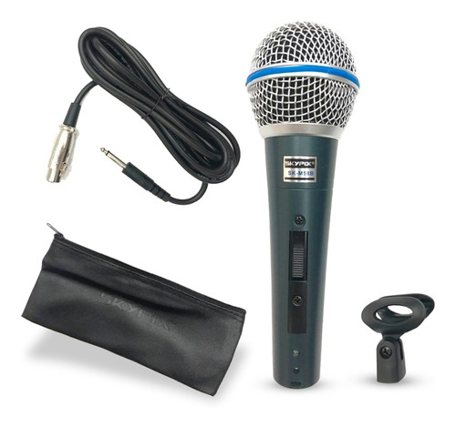 Microfone Dinâmico Cardióide Com Chave Skypix Sk-m58b