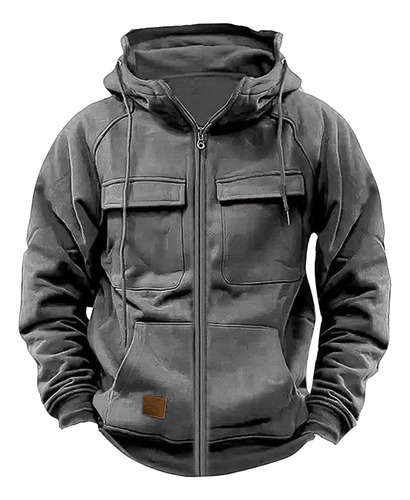 Sudadera Tipo Cargo Táctica Cremallera Corta Para Hombre