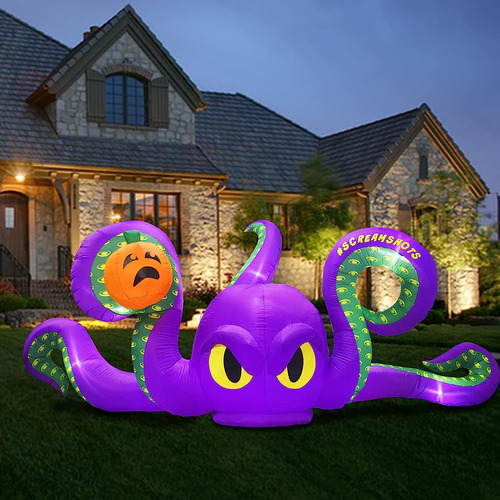 Inflables De Halloween De 12 Pies Pulpo Gigante Luz Led