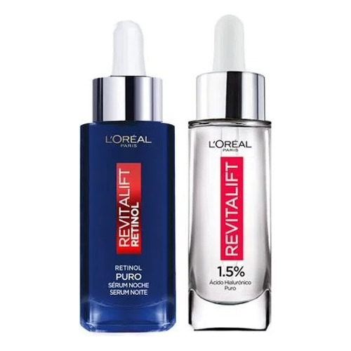 Kit Loreal Paris Serum Ácido Hialurónico Día + Retinol Noche