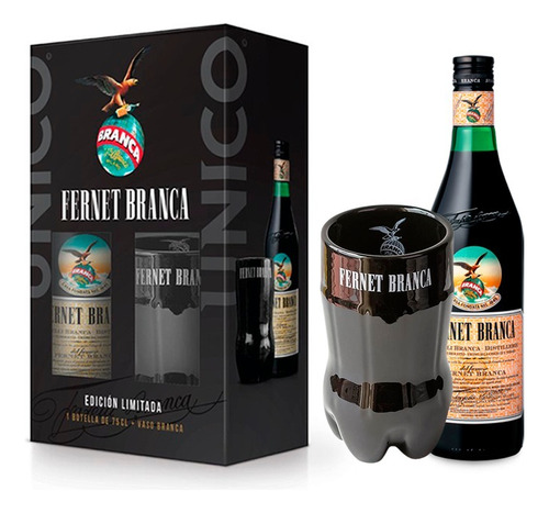 Fernet Branca 750cc Gift Pack: Vaso Cerámica 500cc