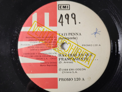 Vinilo Single De La Tati Penna -los Amantes ( C110 (Usado)