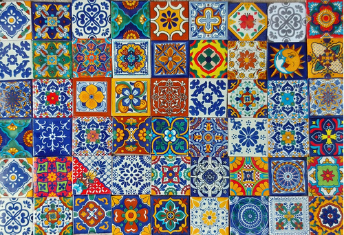  Azulejo De Talavera 10x10 Cm Diferentes Colores 30 Piezas