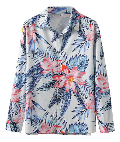 Camisa Casual Para Hombre Con Estampado De Hojas Otoñales