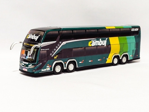 Miniatura Ônibus Cambuí G8 Dd 4 Eixos 30 Centímetros. Cor Verde-escuro