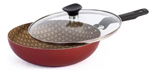 Frigideira Antiaderente Tramontina Loreto Vermelha com Tampa 2,2L