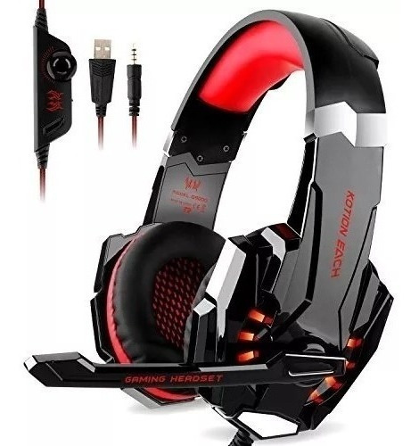 Imagen 4 de 6 de Auriculares gamer Kotion Each G9000 black y red con luz LED