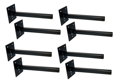 Kit 8 Suporte Braço Para Refletor Led Inclinado 40cm Parede Cor Preto