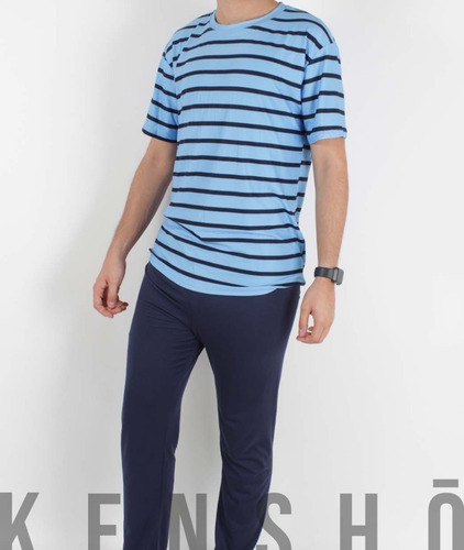 Imagen 3 de 8 de Pijamas Hombre Y Mujer Azul Pants Nueva Algodón Fpx