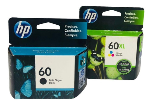 Pack Combo 2 Cartucho Hp 60 Bk , 60xl Tricolor 