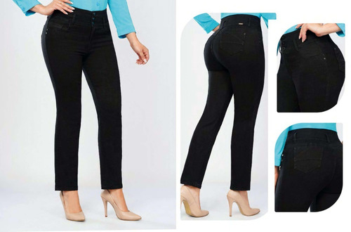 Imagen 1 de 1 de Jean Plus Size Recto Negro Cromo Jeans