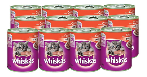 Whiskas Alimento En Lata Gatitos Carne Pack X 12 Unid