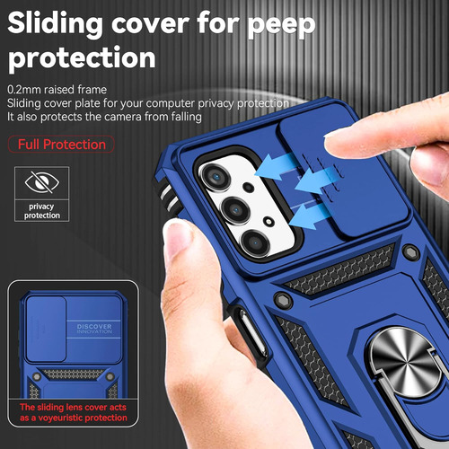 Funda Para Galaxy A13/m13 5g Uso Rudo Cámara Carcasa+mica Azul Samsung Galaxy A04s/a13 5g/m13 5g/a04 4g