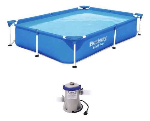 Piscina retangular estrutural Bestway Steel Pro 1.200 litros de capacidade 1,5x2,21m
