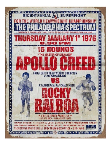 Letrero Apollo Creed Vs Rocky Balboa Retro Vintage Cuadro
