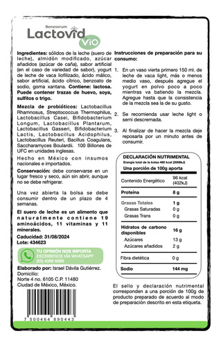 2 Lactovid Vio Yogurt + Lactoserum + Probióticos 500g Piña