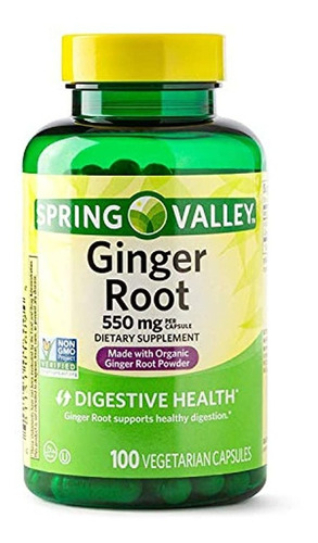 Spring Valley Ginger Root, Con Polvo De Raíces De Jengibre