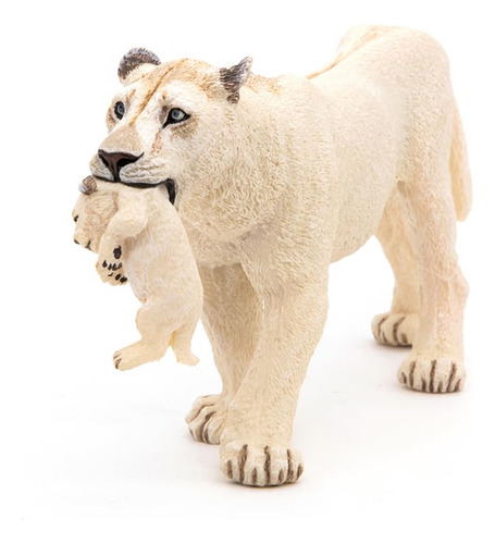Figura De Leona Blanca Con Cachorro Multicolor