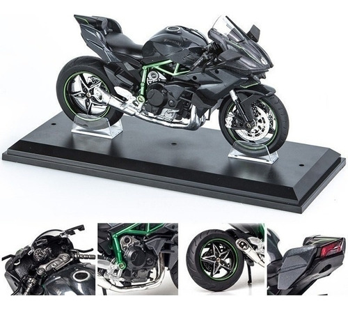 Kawasaki H2r Miniatura Moto Metálica Con Luz Y Sonido 1:12 .