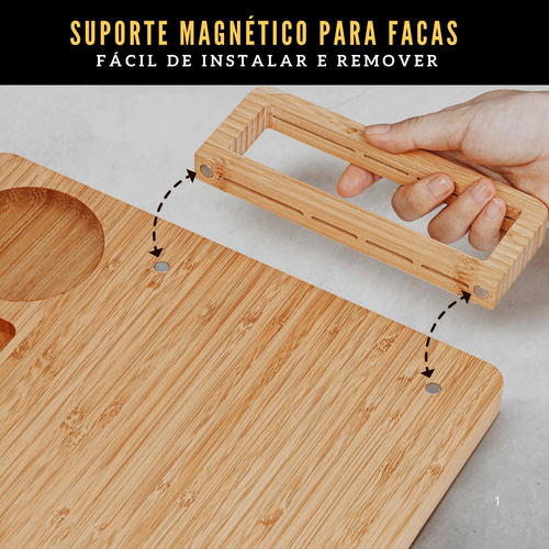 Kit Tábua Grande Para Queijos E Frios Com Petisqueira, Facas, Garfos, Potes E Bandeja De Bambu Ideal Para Servir Aperitivos, Snacks E Montar Mesa De Frios Completa
