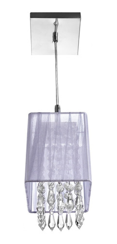 Lustre Pendente De Cupula Cganza Cristal Acrílic Prata