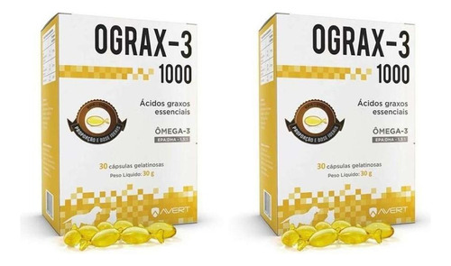 Combo 2 Unidades Ograx-3 1000mg 30 Capsulas Cães E Gatos