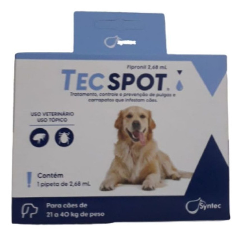 Tecspot Antipulgas E Carrapatos Pipeta 2,68ml Cães 21 A 40kg