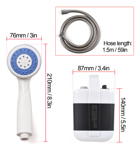 Bomba De Ducha Portátil Recargable Por Usb Para Acampar Y