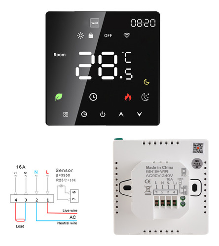 Termostato Digital 16a Smart Para Casa Com Tela Sensível Ao