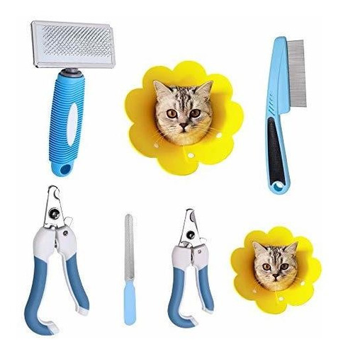 Bumiews Kitty Kitten Small Cat Grooming Kit Slicker Brush Sh