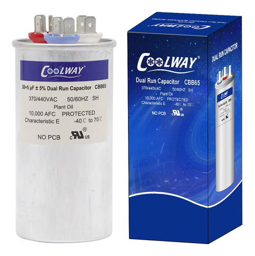 Coolway 30/5 Uf 30+5 Mfd 370v O 440v Condensador De Ca De Ar