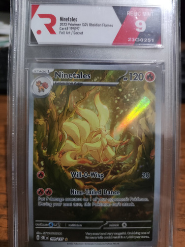 2023 Pokémon Ninetales S&v Obsidian Flames Gradeada 9 Relic (Usado)