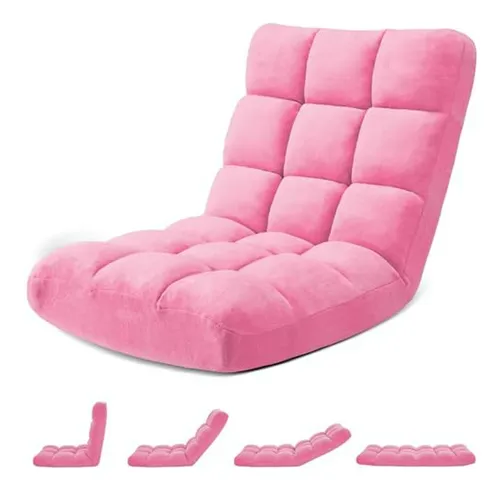 Sillón Plegable Ajustable Gamer 14 Posiciones Rosa Cómodo