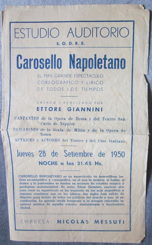 Antiguo Programa Carosello Napoletano Sodre 1950