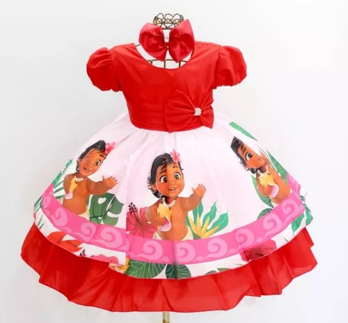 Vestido Infantil Temático Moana Baby Luxo - Pequenos Encantos Baby