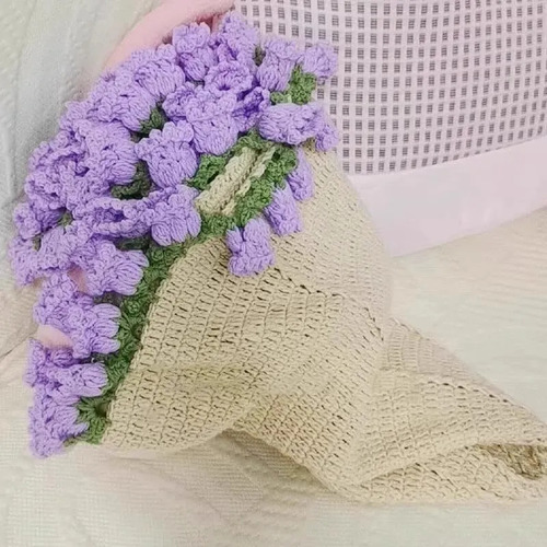 Manta De Ganchillo Con Forma De Ramo De Flores, Producto Aca