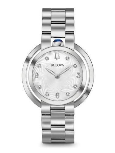  Bulova Rubaiyat 96p184 Diamantes Zafiro Reloj Mujer 35mm